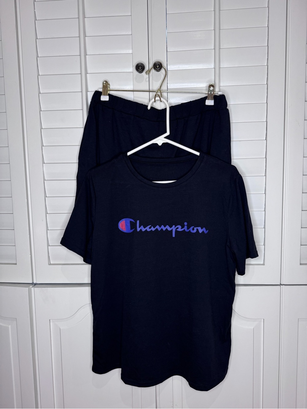 Champion Navy Blue Logo Tee and Shorts Set